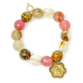Faceted Cherry Quartz with Gold Scalloped St. Therese
