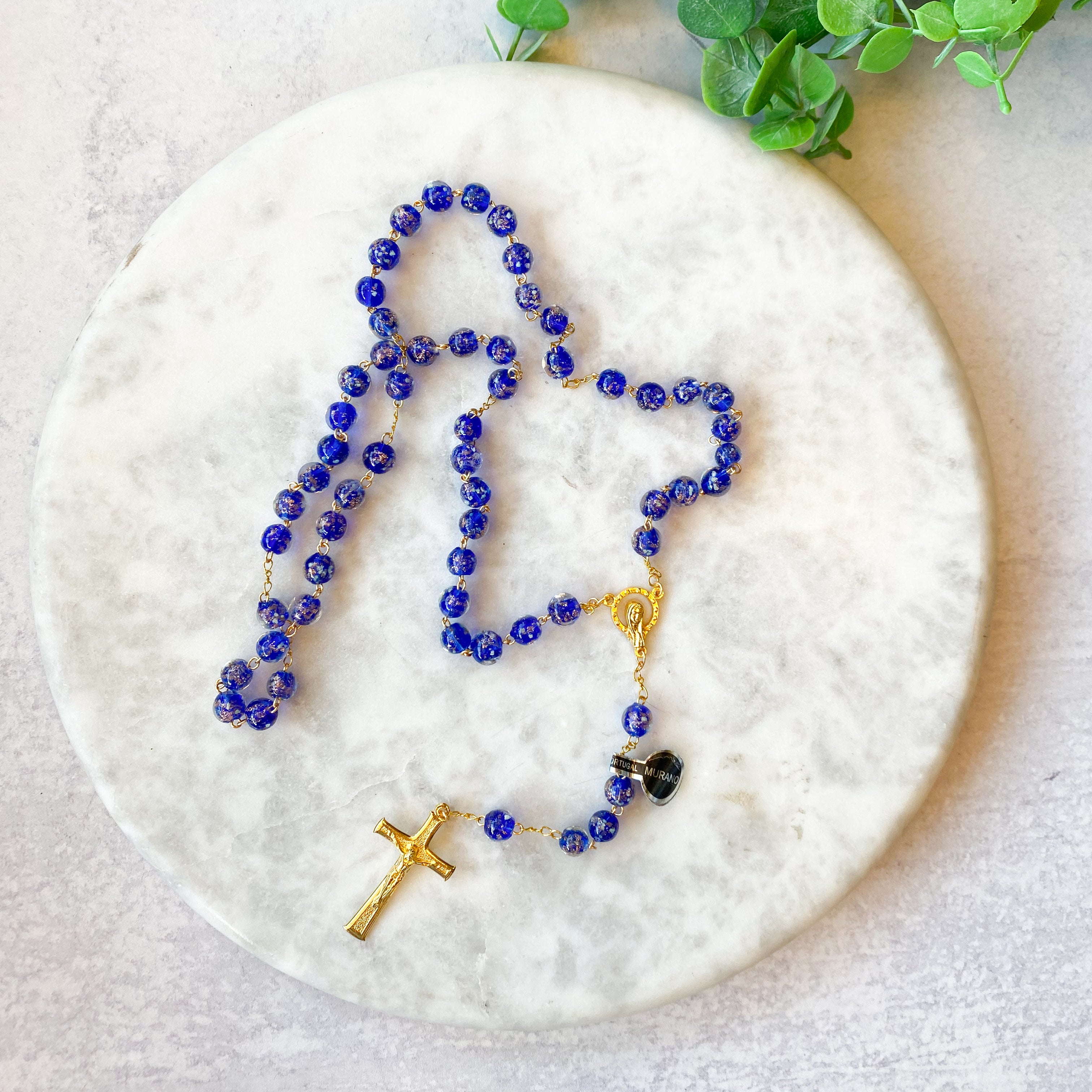 Fatima Blue Glass Rosary