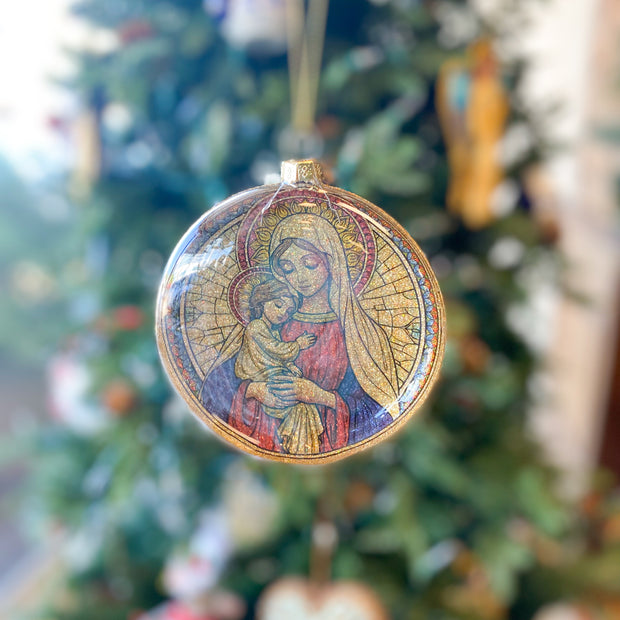 Nativity Disc Orn, 3 Asst, Glass 4"