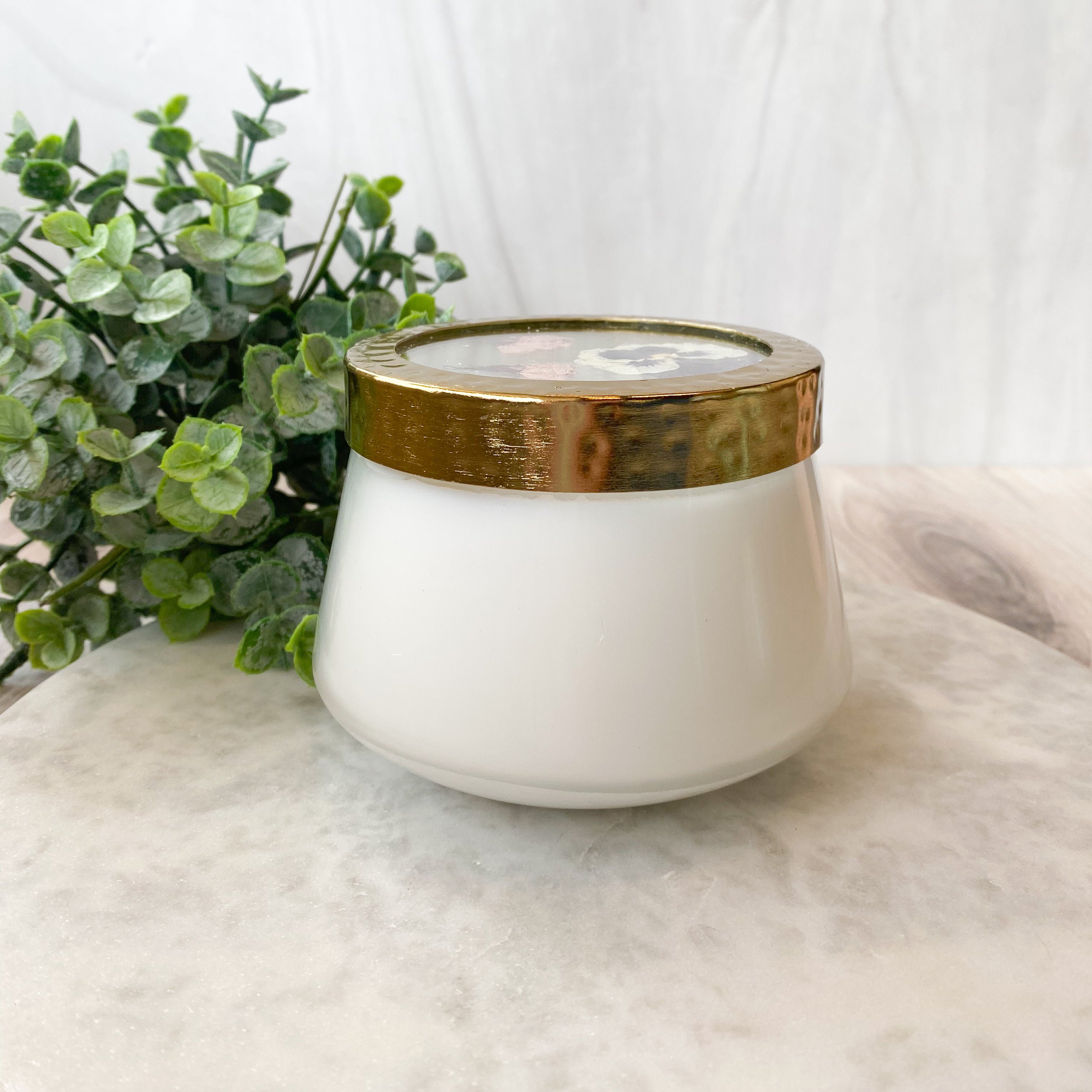 Little Flower Blushing Rosewood Pressed Floral Candle-Medium