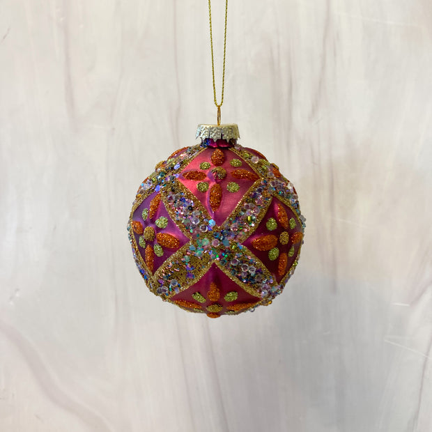 Lavish Ball Ornament, 4 Asst, Glass, 3.25"
