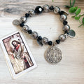 DB24022- Door Blessing - Black, Silver St. Benedict