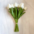 13" White Real Touch Mini Tulip Bundle (12 stems)