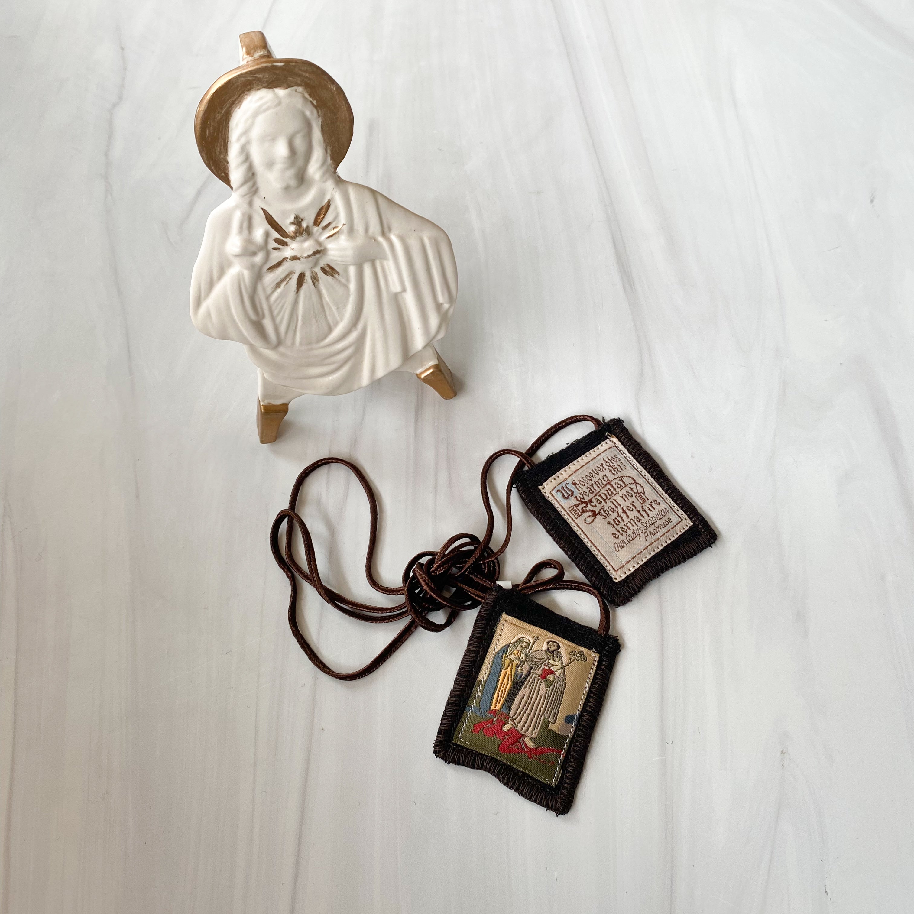 St. Joseph Terror of Demons Brown Woven Scapular