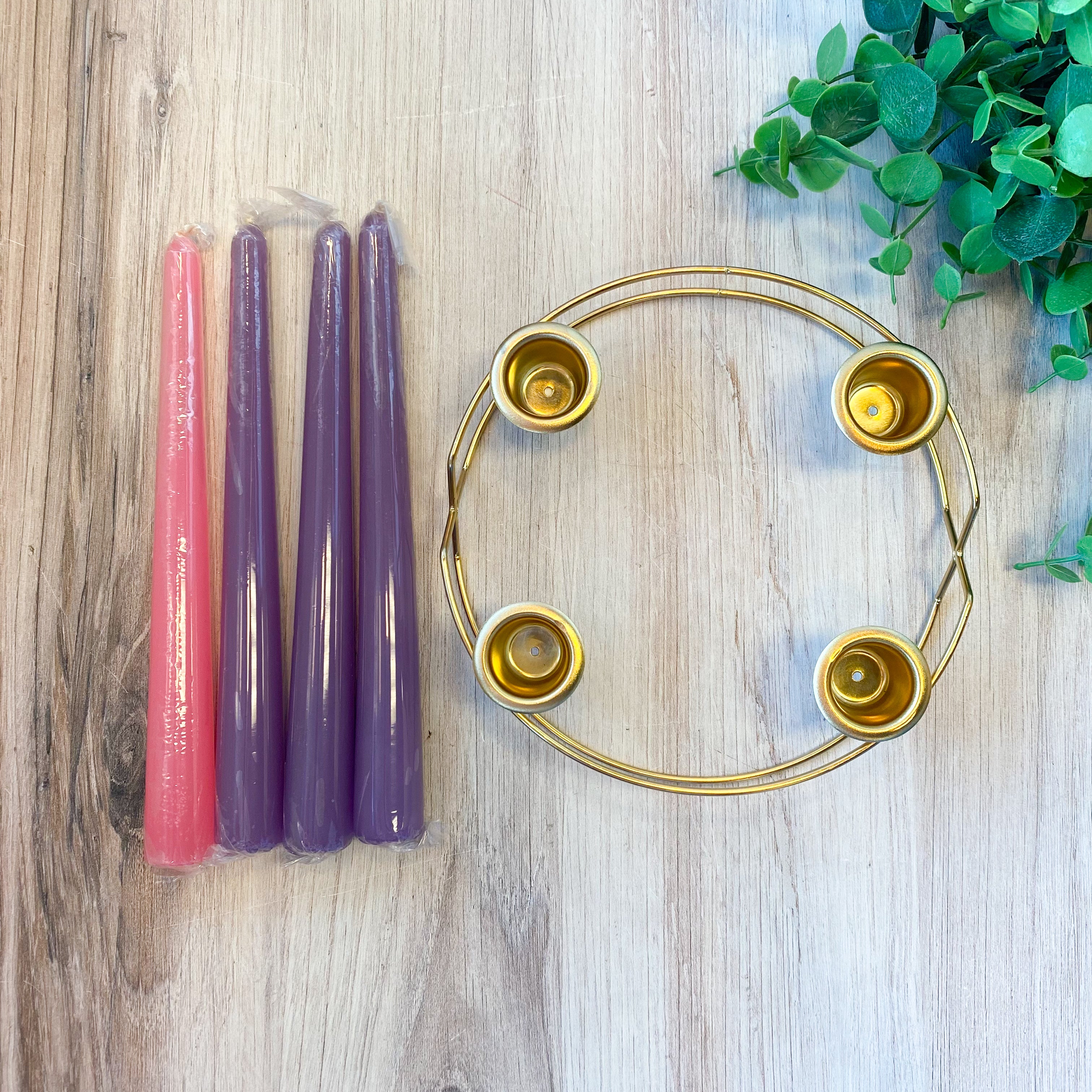 Metal Advent Wreath with 4 8" Candles Included