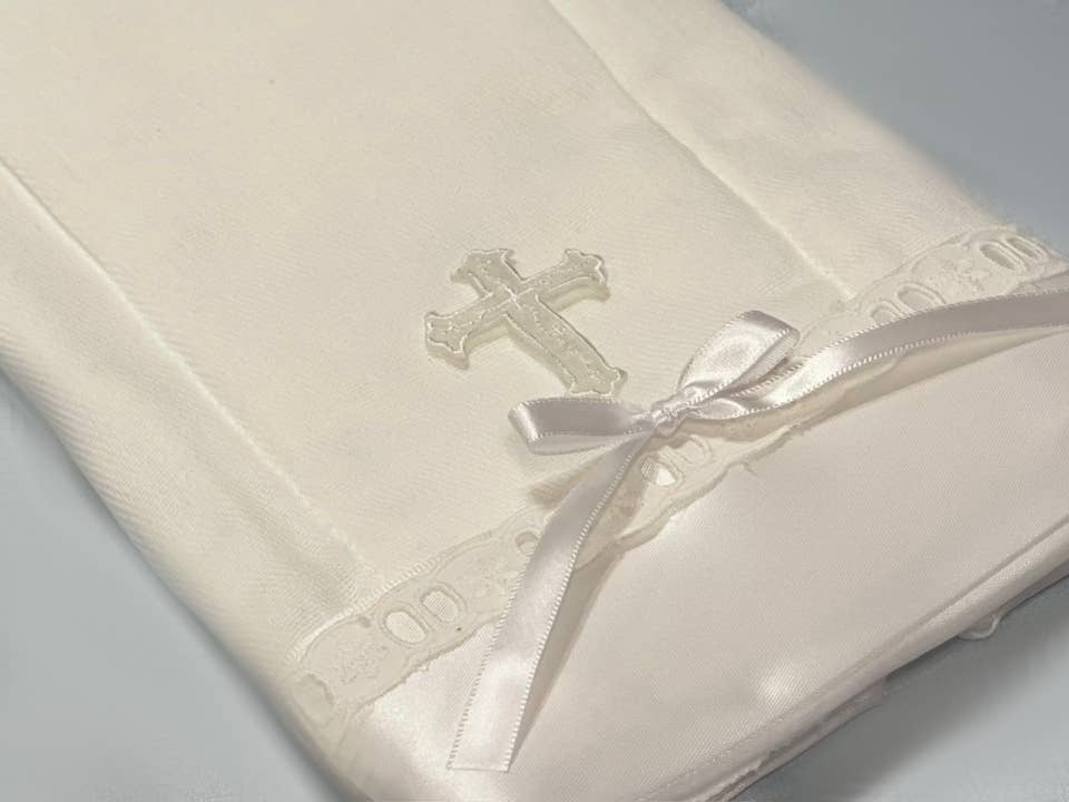 Satin Edge Burp Cloth W/Cross