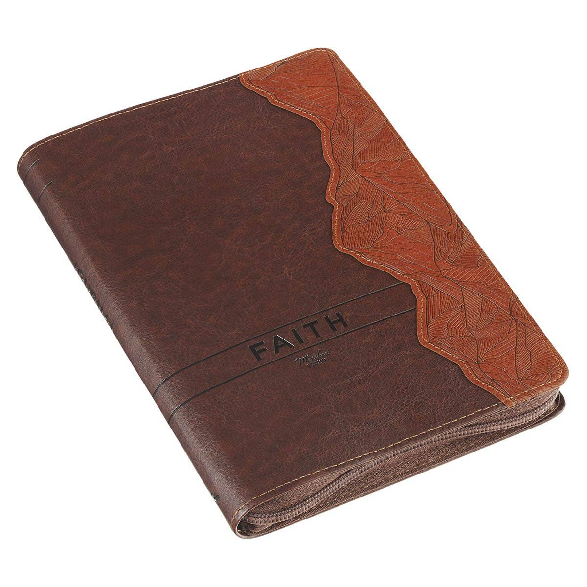 Journal Classic Zip Brown Faith Mountains Matt. 17:20