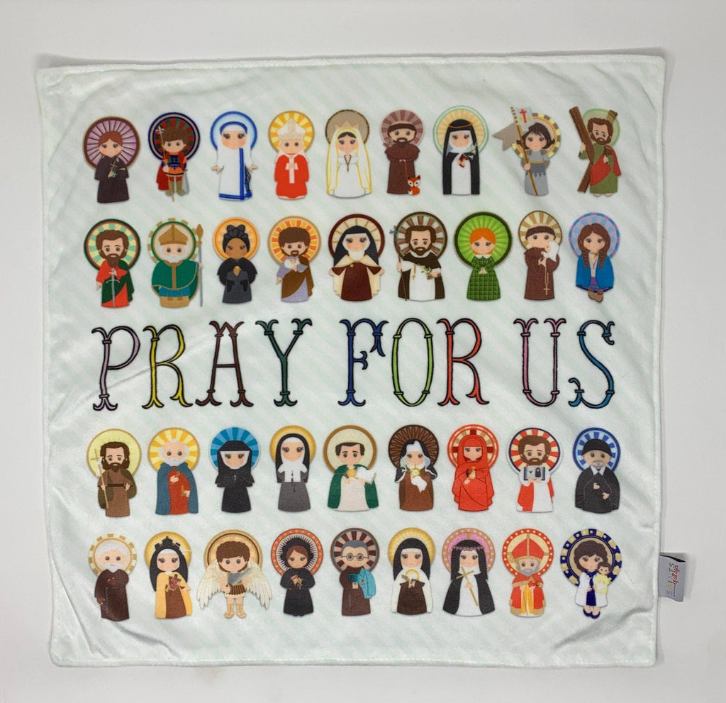 18" Pray for Us Ultra Soft Lovey Blanket
