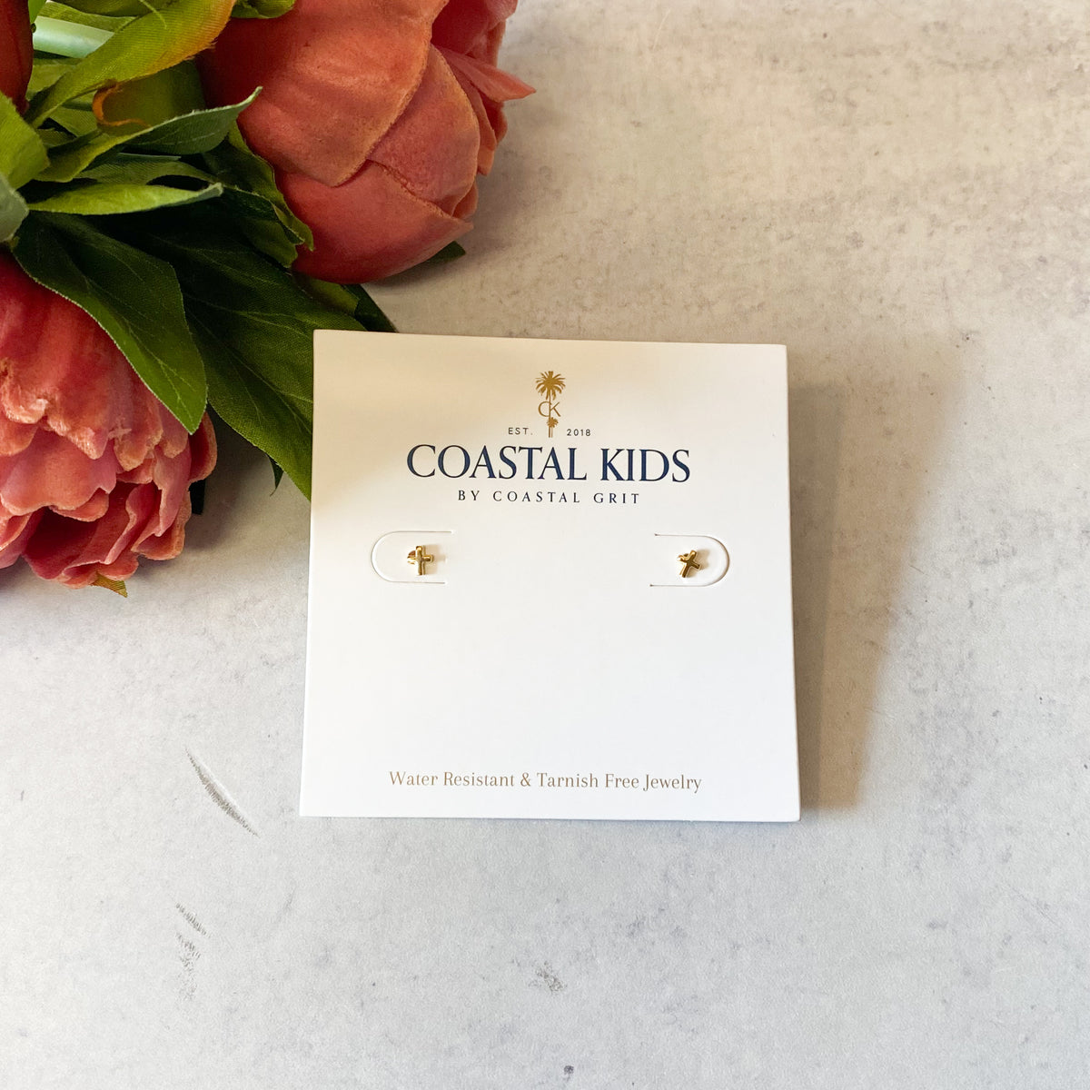 Coastal Kids Gold Small Cross Earrings
