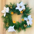 14"DIA White Poinsettia Advent Wreath