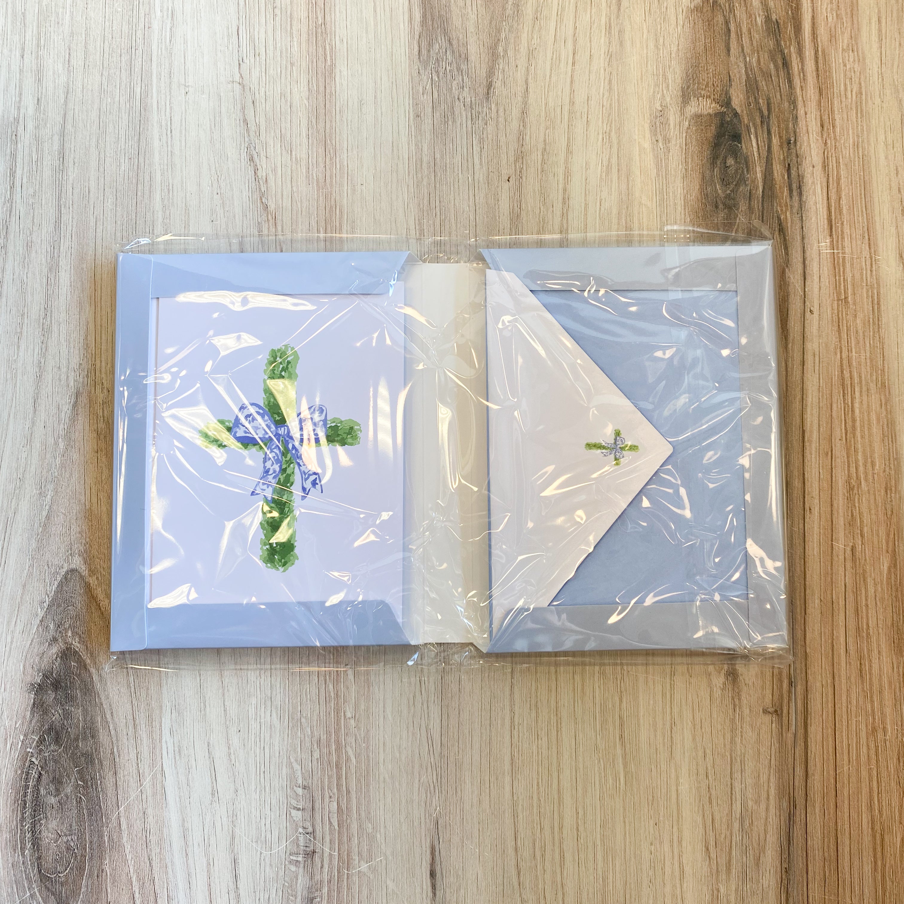 Boxwood Cross Stationery Set Blue/Green