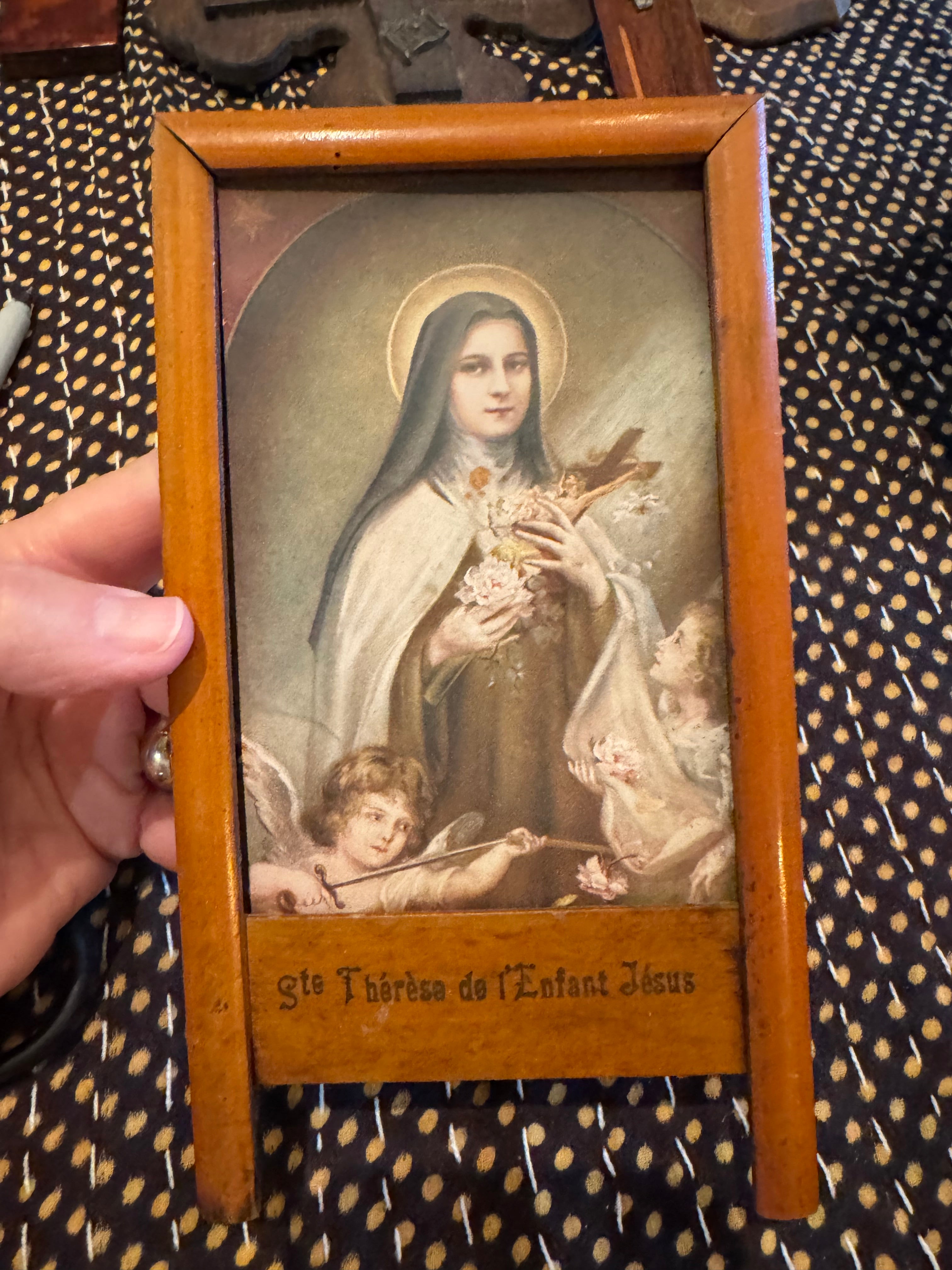Antique French Wooden Easel of St. Therese of Lisieux