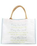 Grace Prayer Juco Tote   White/Green 19x14x7.5