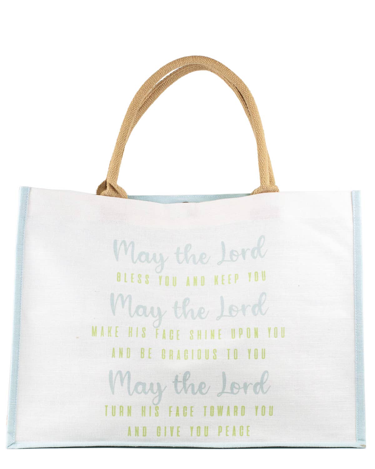 Grace Prayer Juco Tote   White/Green 19x14x7.5