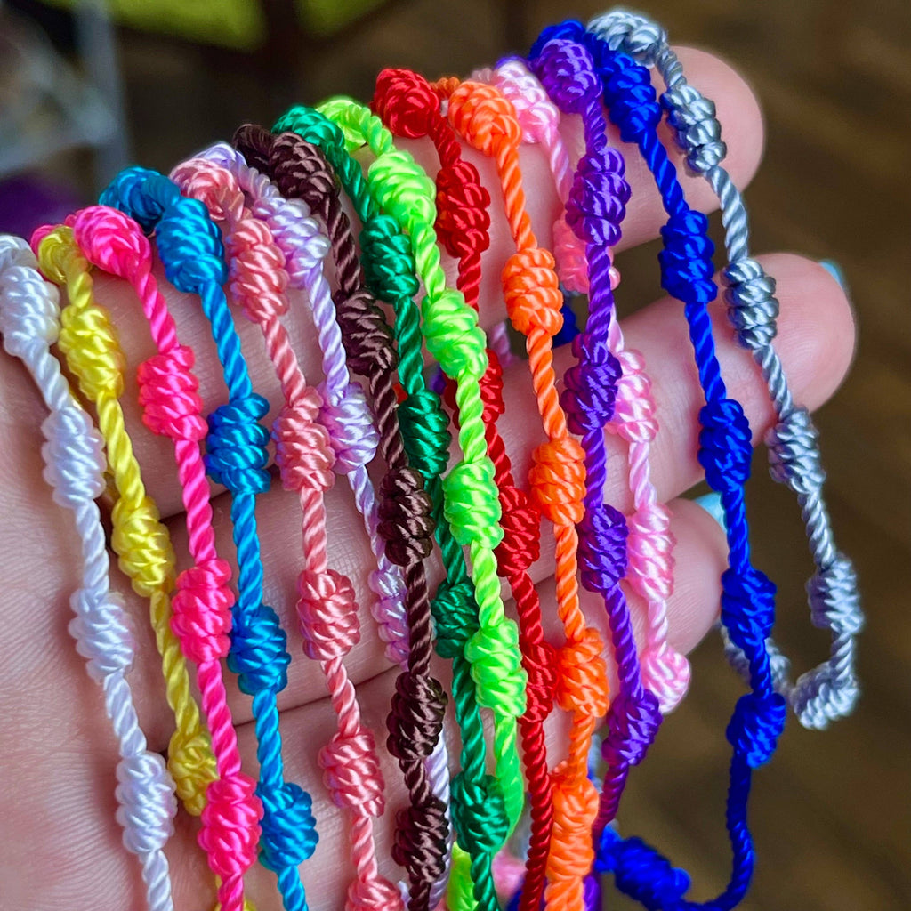 Knotted Cord Rosary Decade Adjustable Bracelet