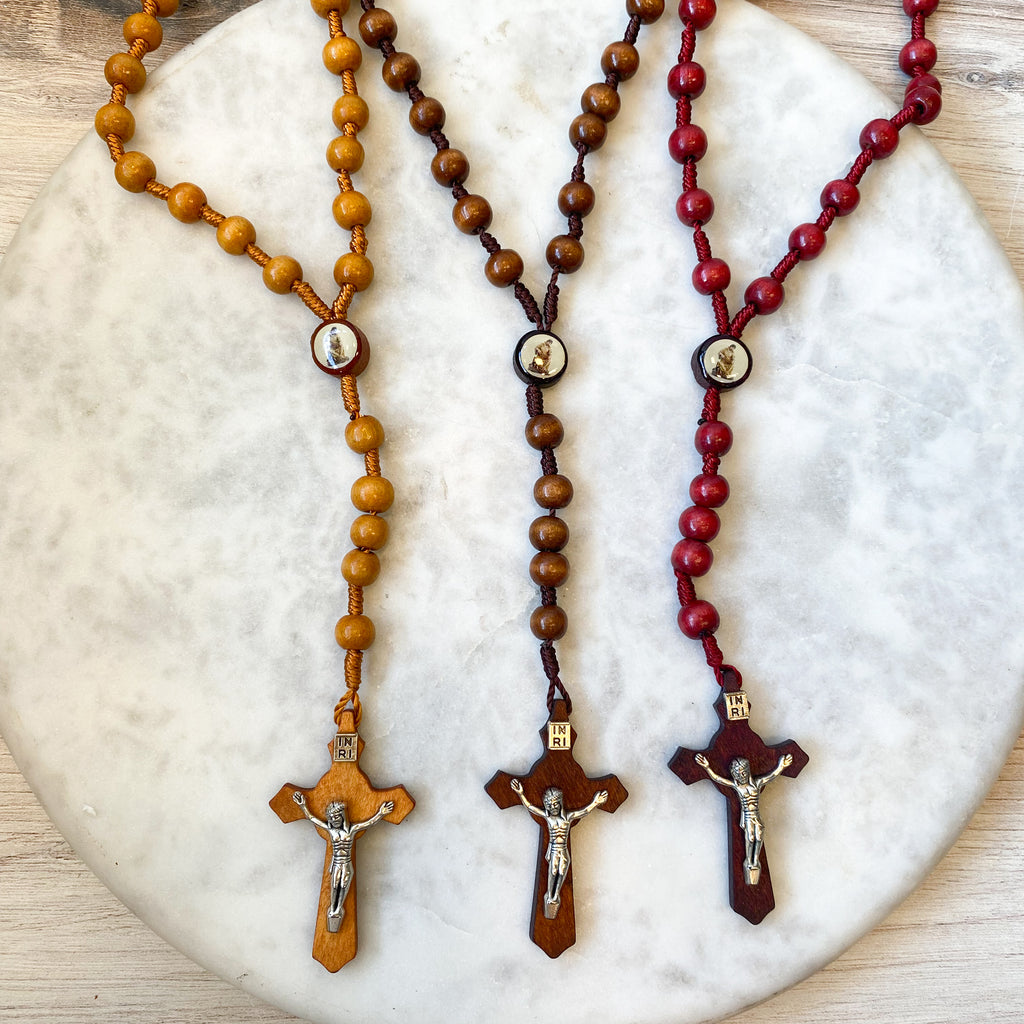 18.5" Wooden Rosary 3 Assort