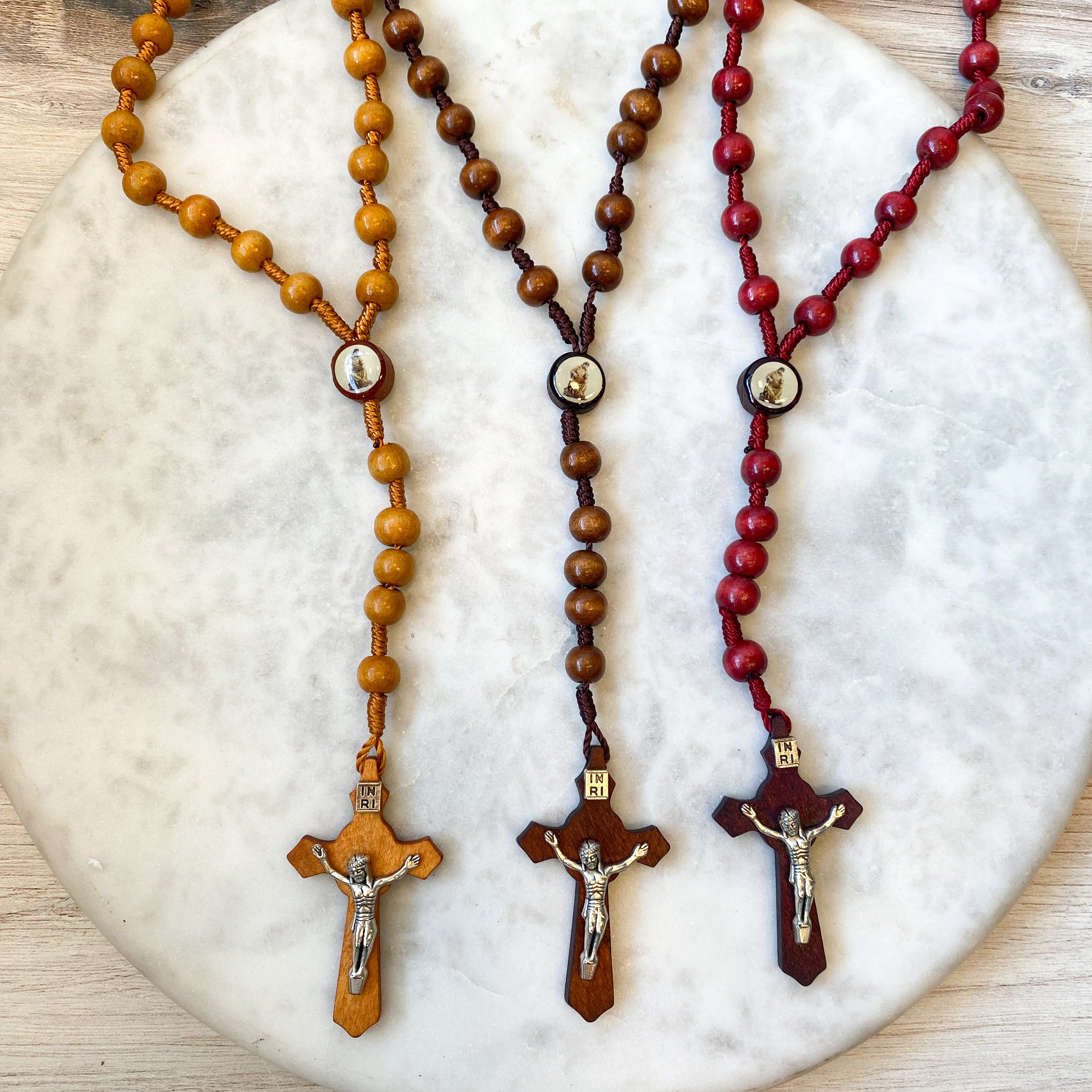 18.5" Wooden Rosary 3 Assort