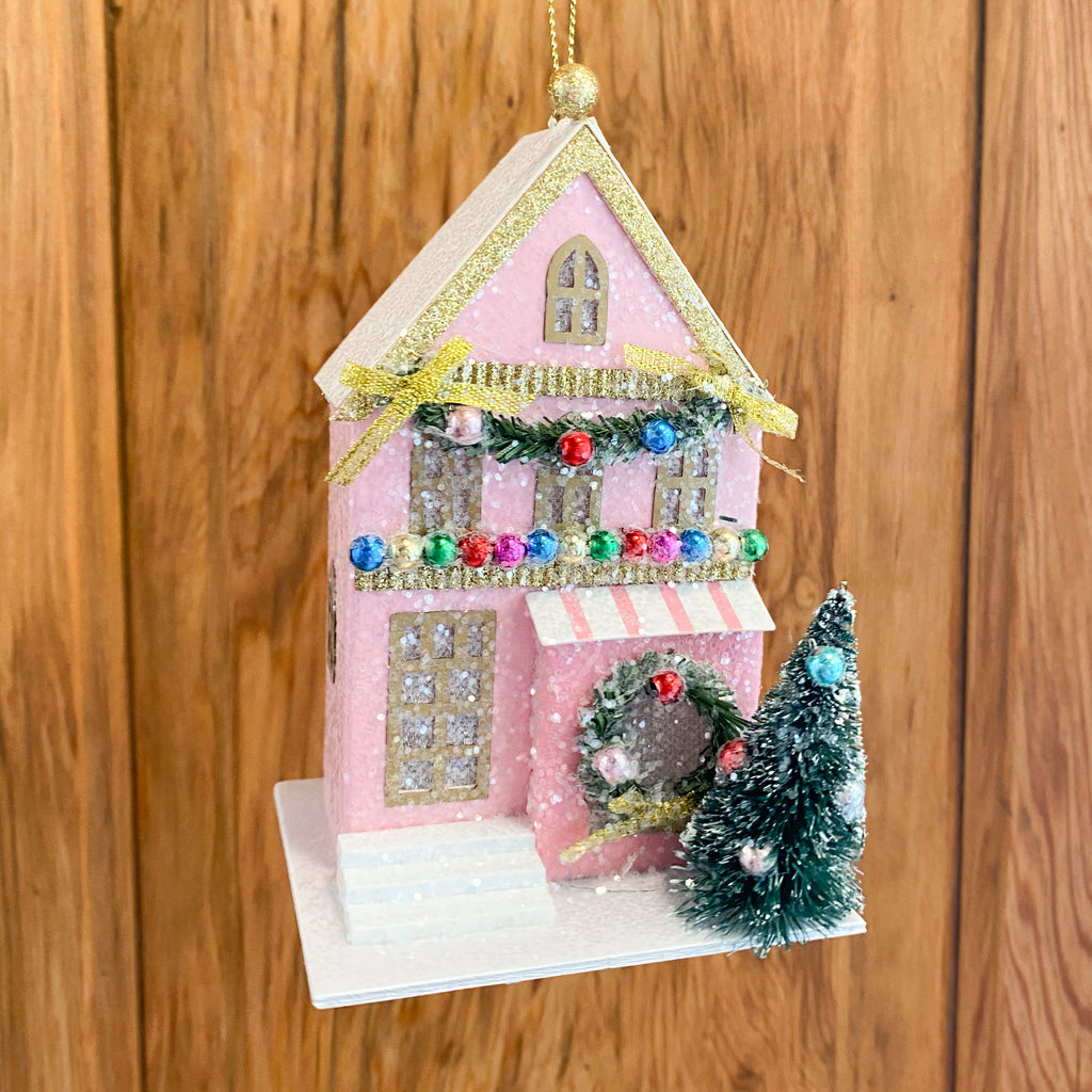 5.5" Lighted Paper Multicolored House Ornament