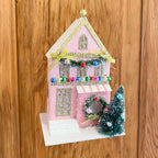 5.5" Lighted Paper Multicolored House Ornament