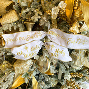 Christmas Ribbon Swags in Gold & White