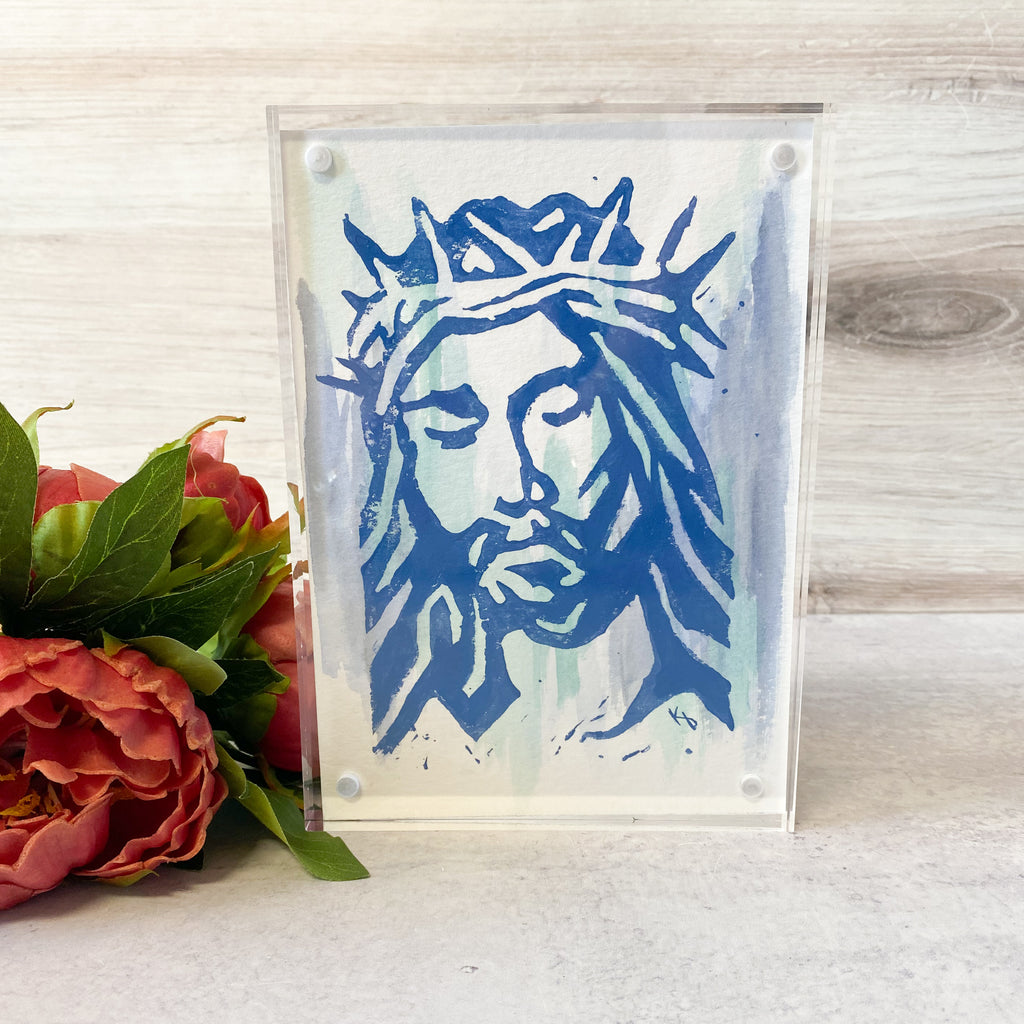 5x7 Assorted Linoblock Original Paintings in Acrylic Frame