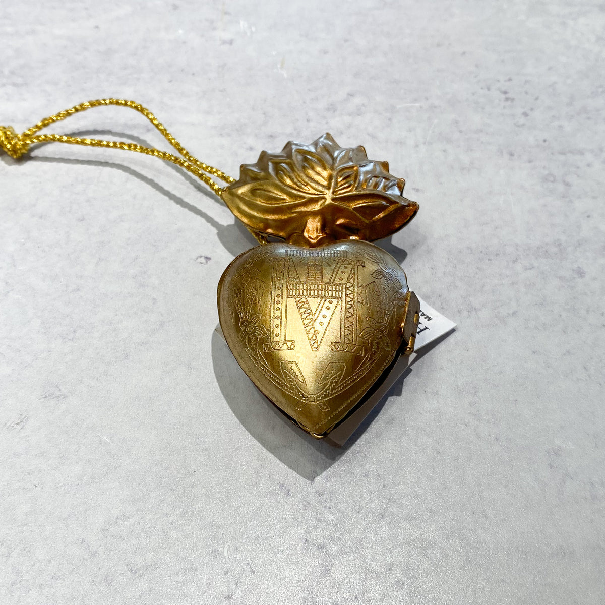 Heart Locket Ornament Antique Gold