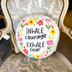 Cotton 16" Round Embroidered Pillows