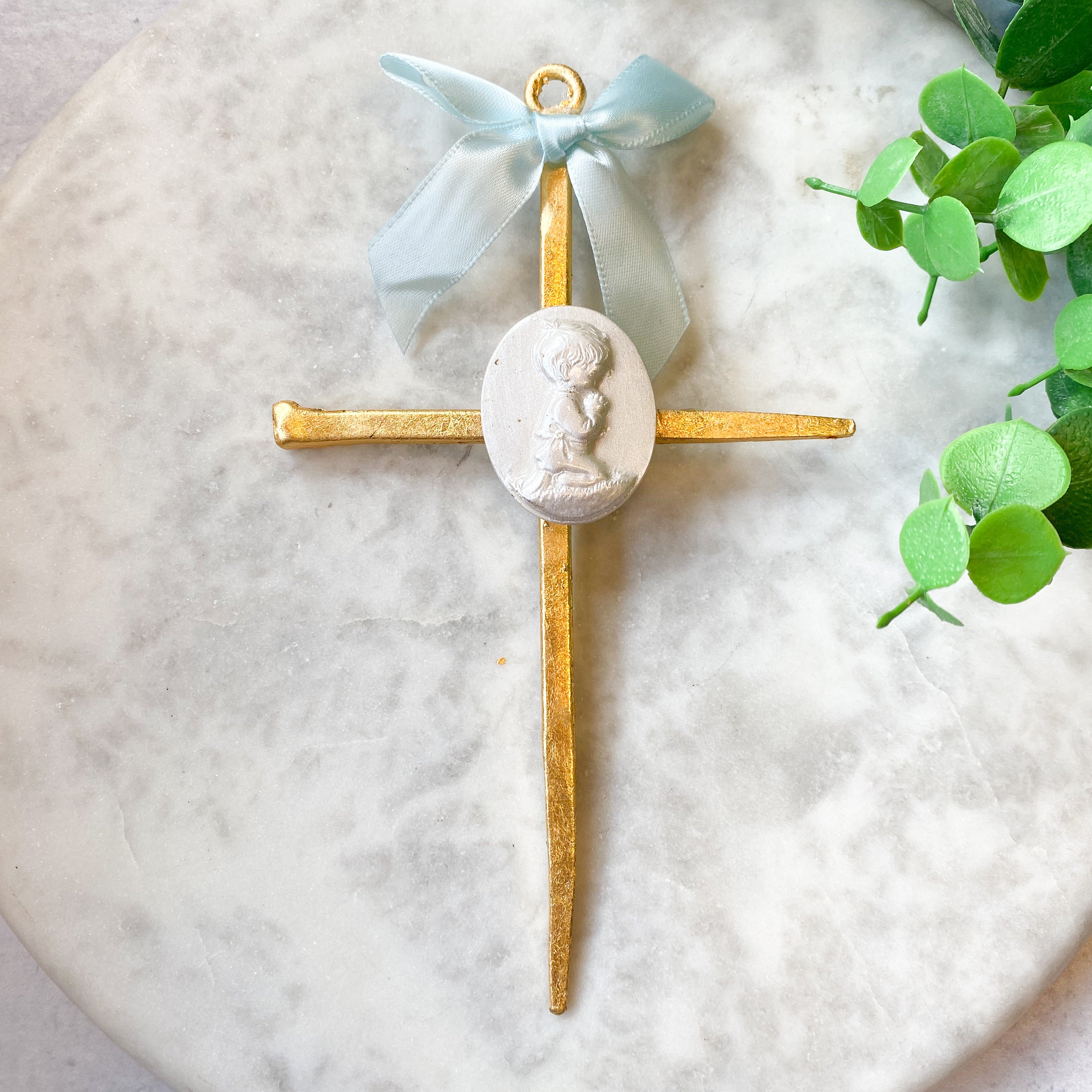 Boy or Girl Gold Leaf Cross by JJ Designs