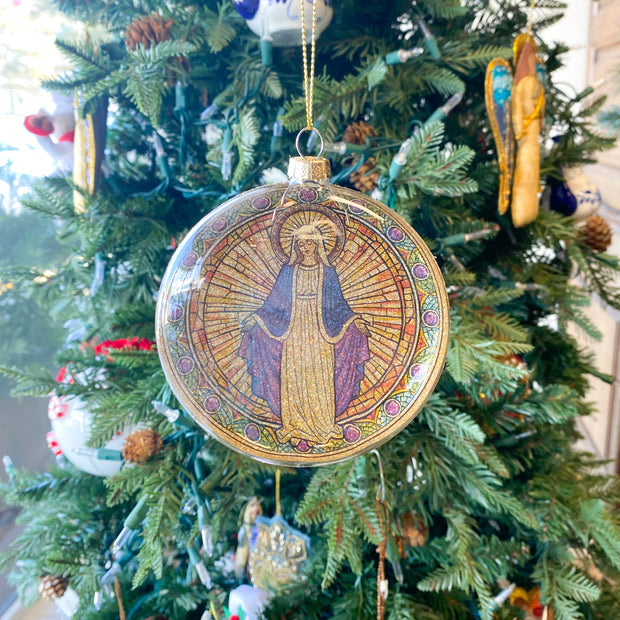 Nativity Disc Orn, 3 Asst, Glass 4"