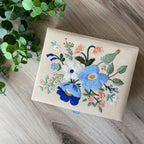 Garden Party Blue Medium Embroidered Keepsake Box