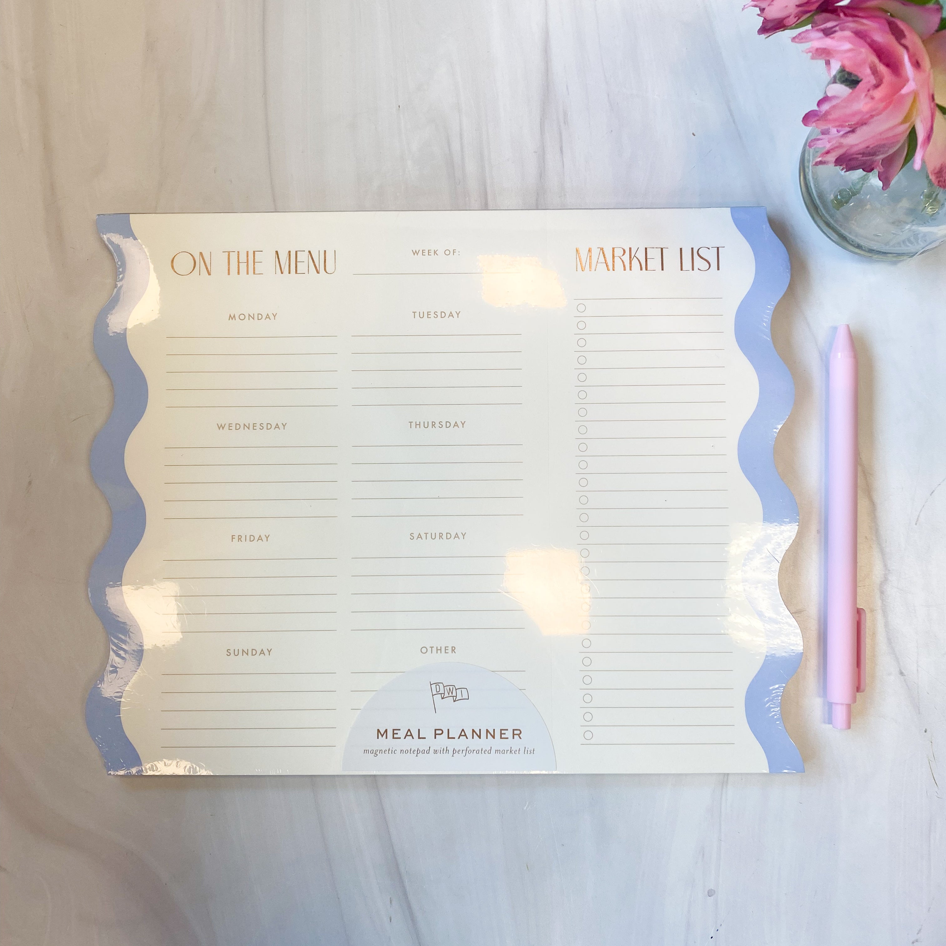 Meal Planner Notepad with Magnets - Cloud and Cream