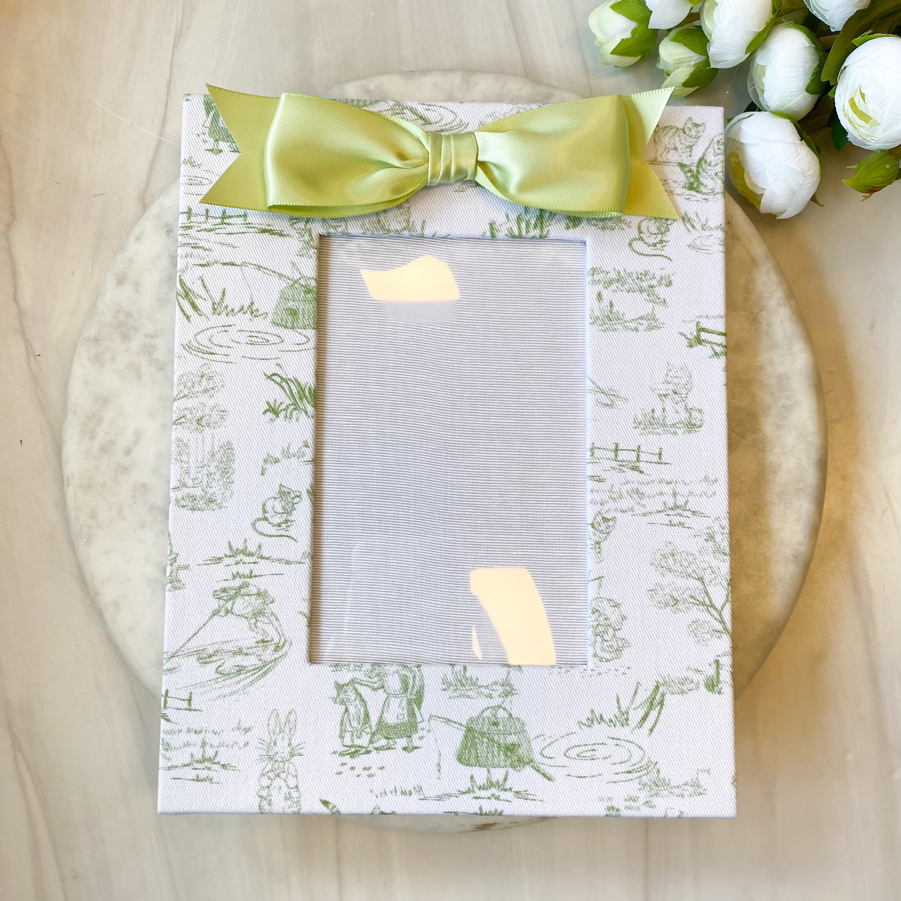 4x6 Frame with Peter Rabbit Toile & Satin Bow