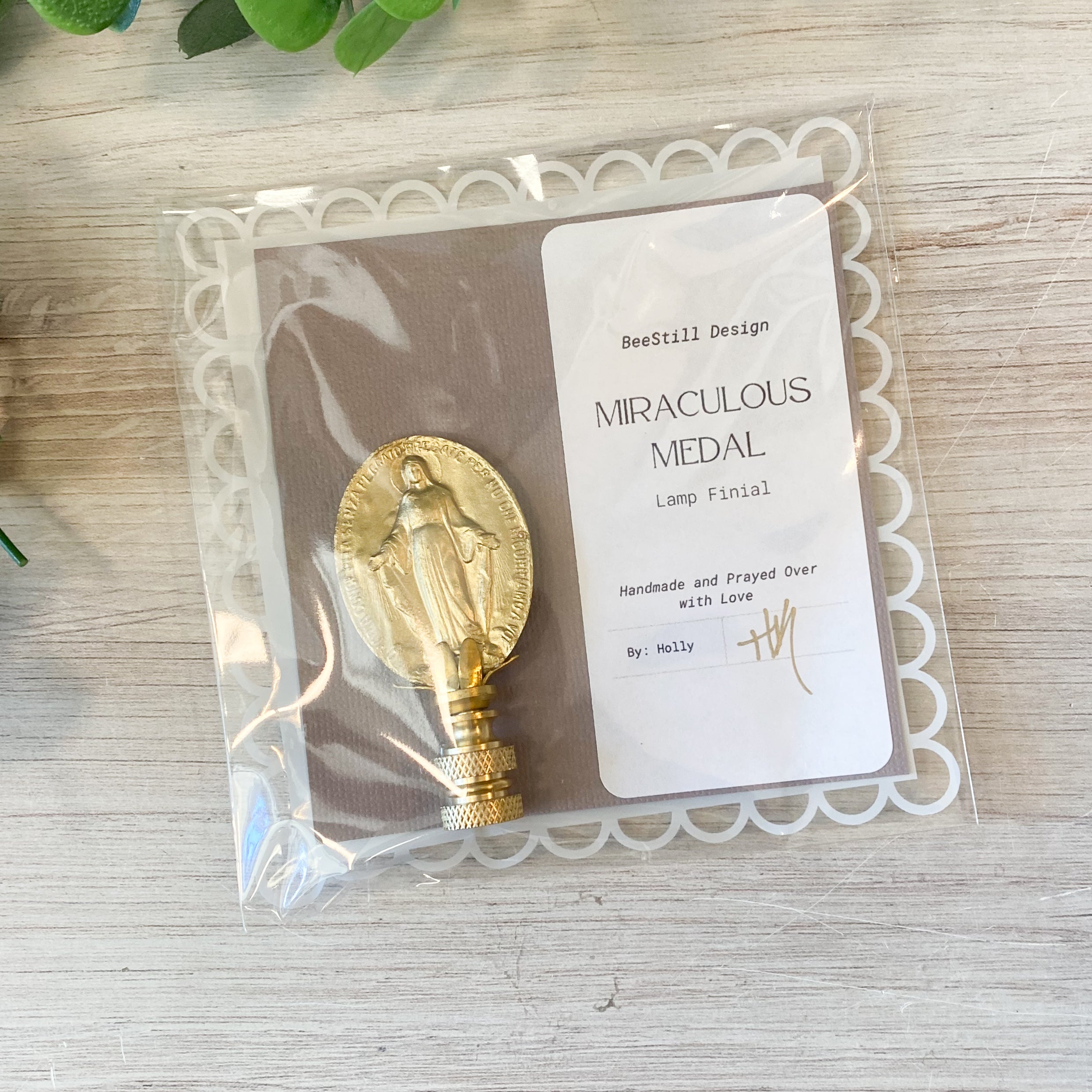 Miraculous Medal Lamp Finial