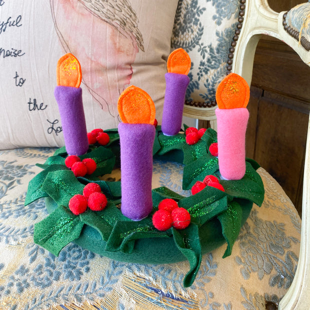 Fabric Advent Wreath with Hook and Loop Candles