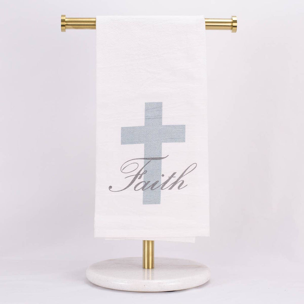 Faith Flour Sack Hand Towel   White/Tradewinds   20x28