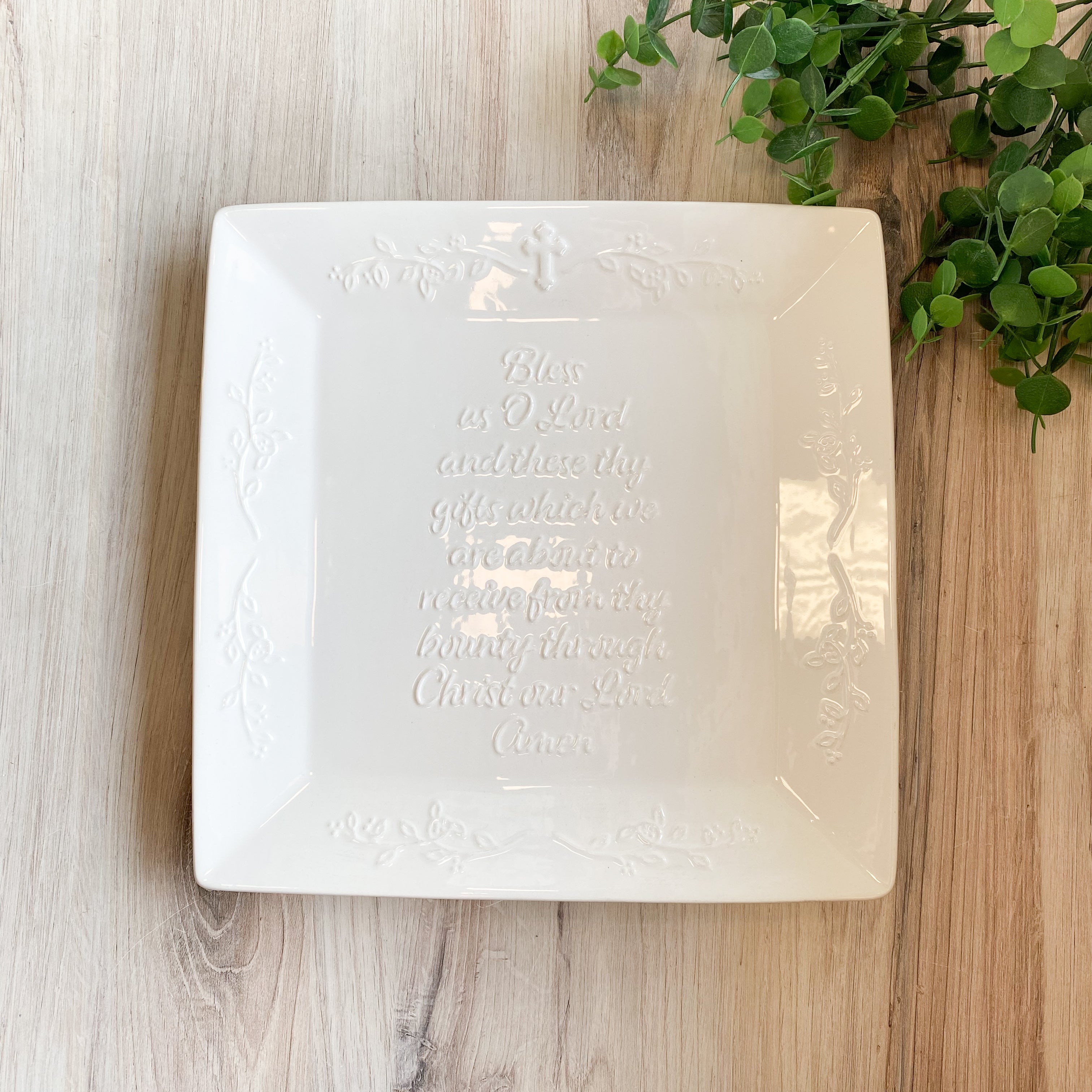 Grace Prayer Platter White 11.5x11.5