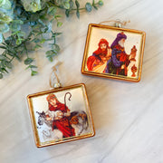 Glass Square Wisemen Ornament