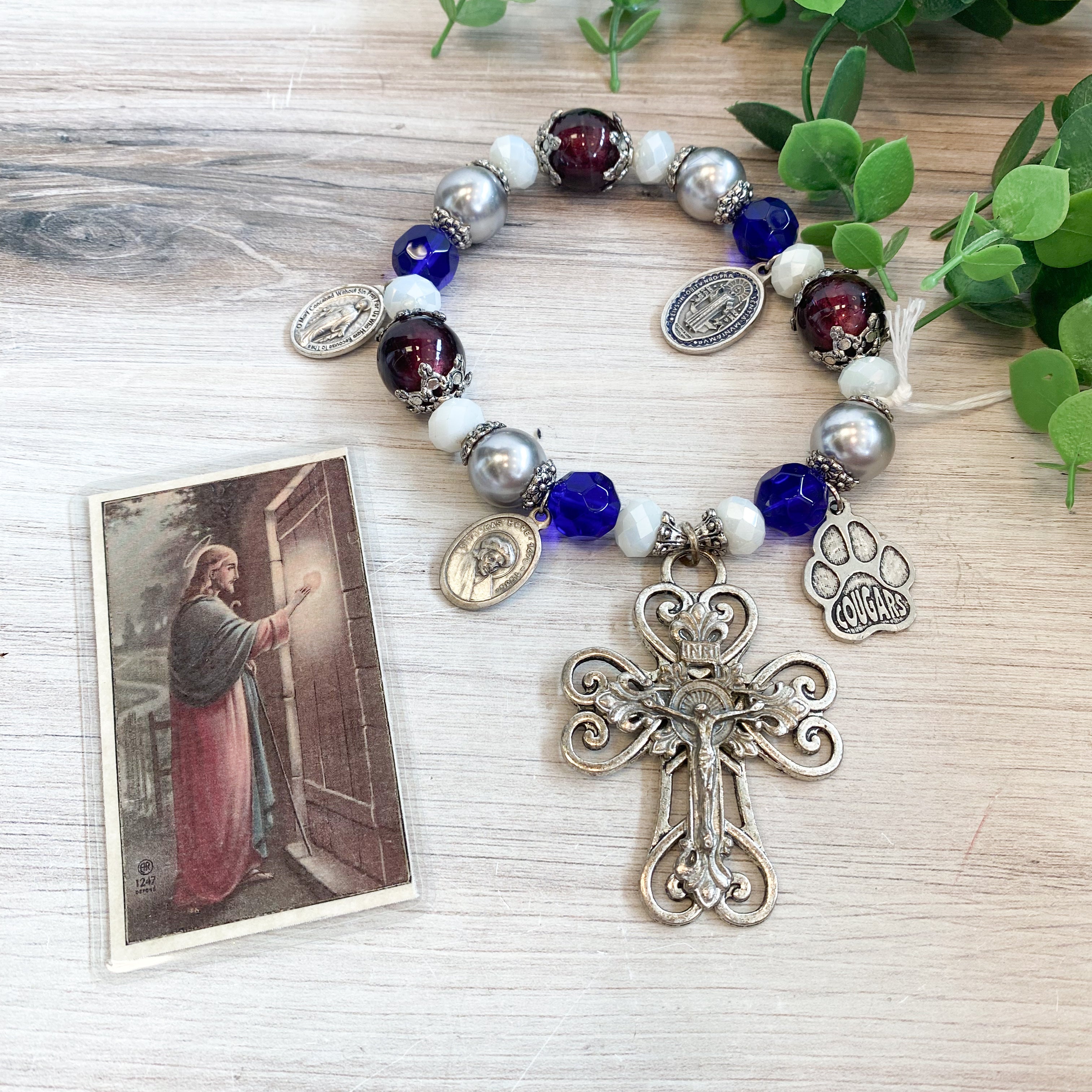 DB2025015 - Door Blessing - Red, Blue, & Silver St Thomas More, Cougars