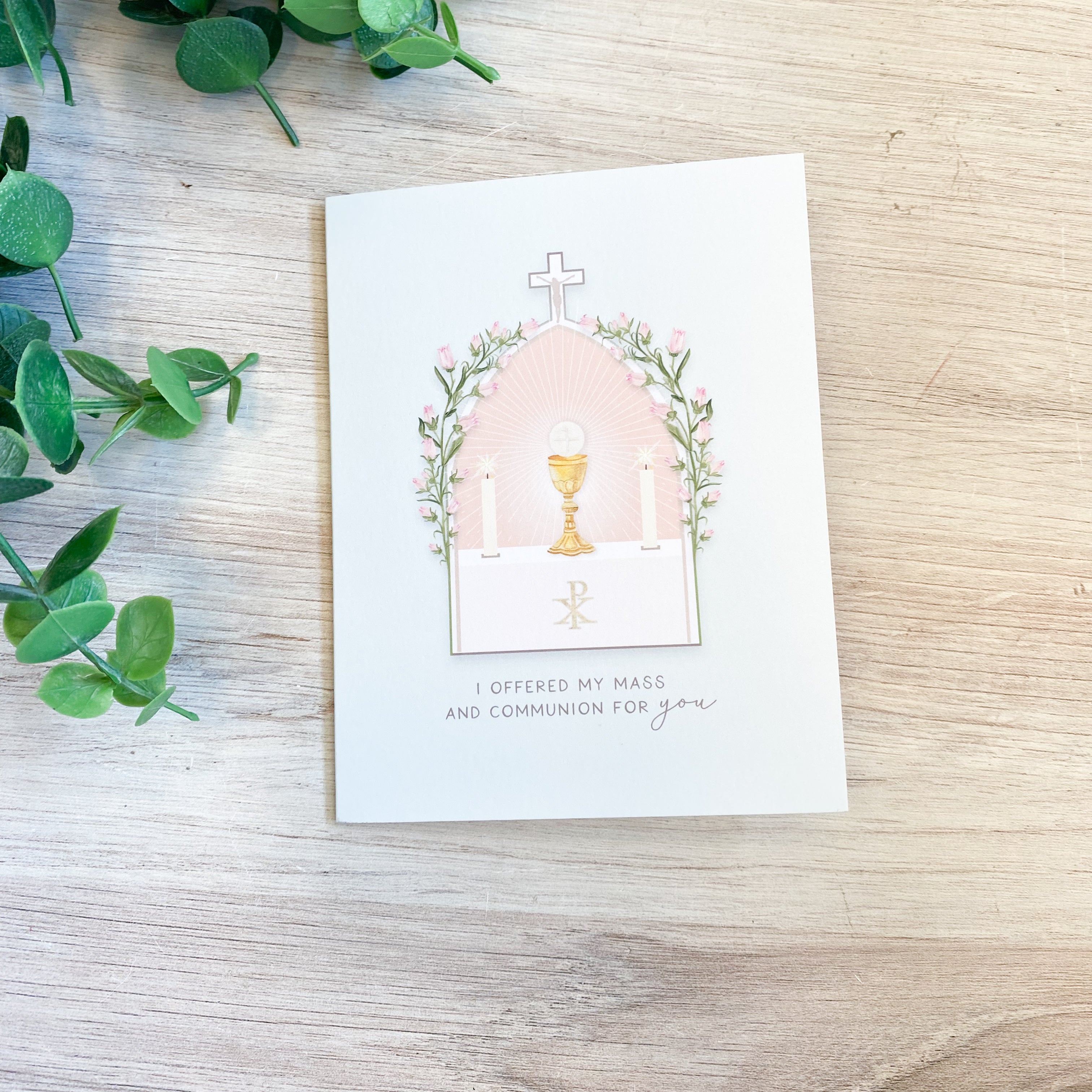 "I Prayed for you at Mass" Card | Light Green