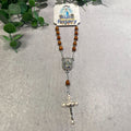 Our Lady of the Highway Light Brown Bead Auto Rosary