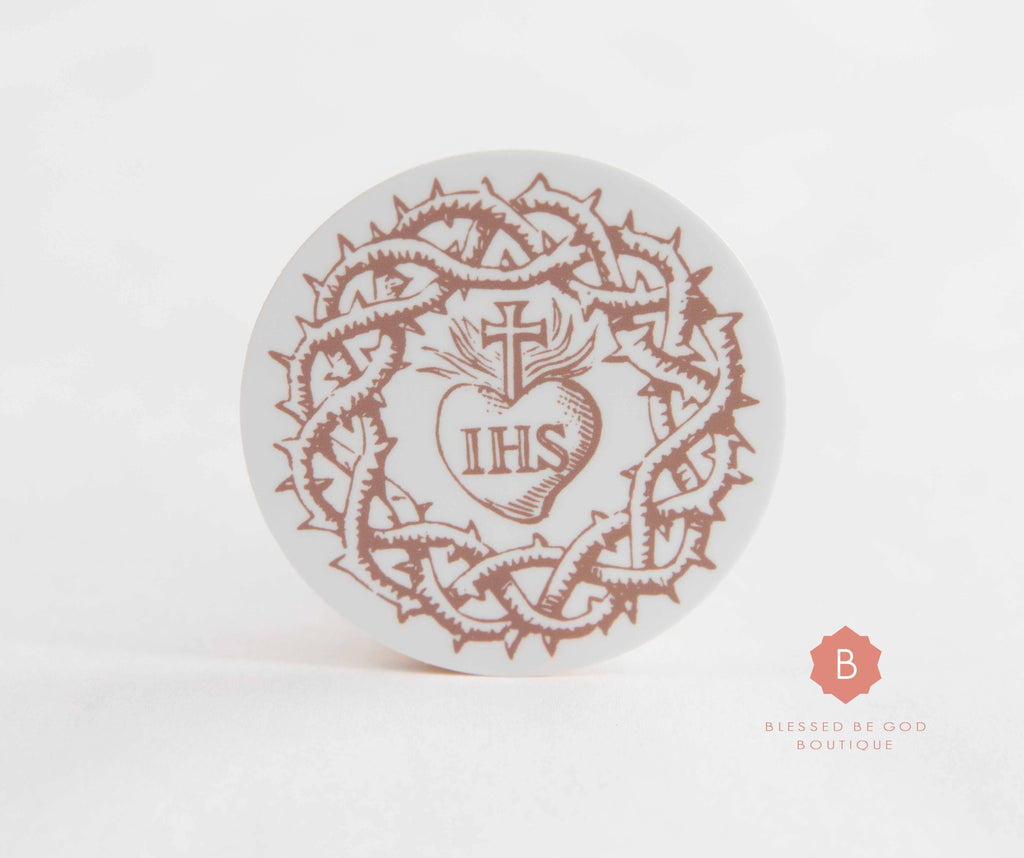 Jesus IHS Crown of Thorns Sticker, Catholic Vinyl Sticker