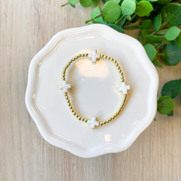 Lucy Cross Bracelets CK White