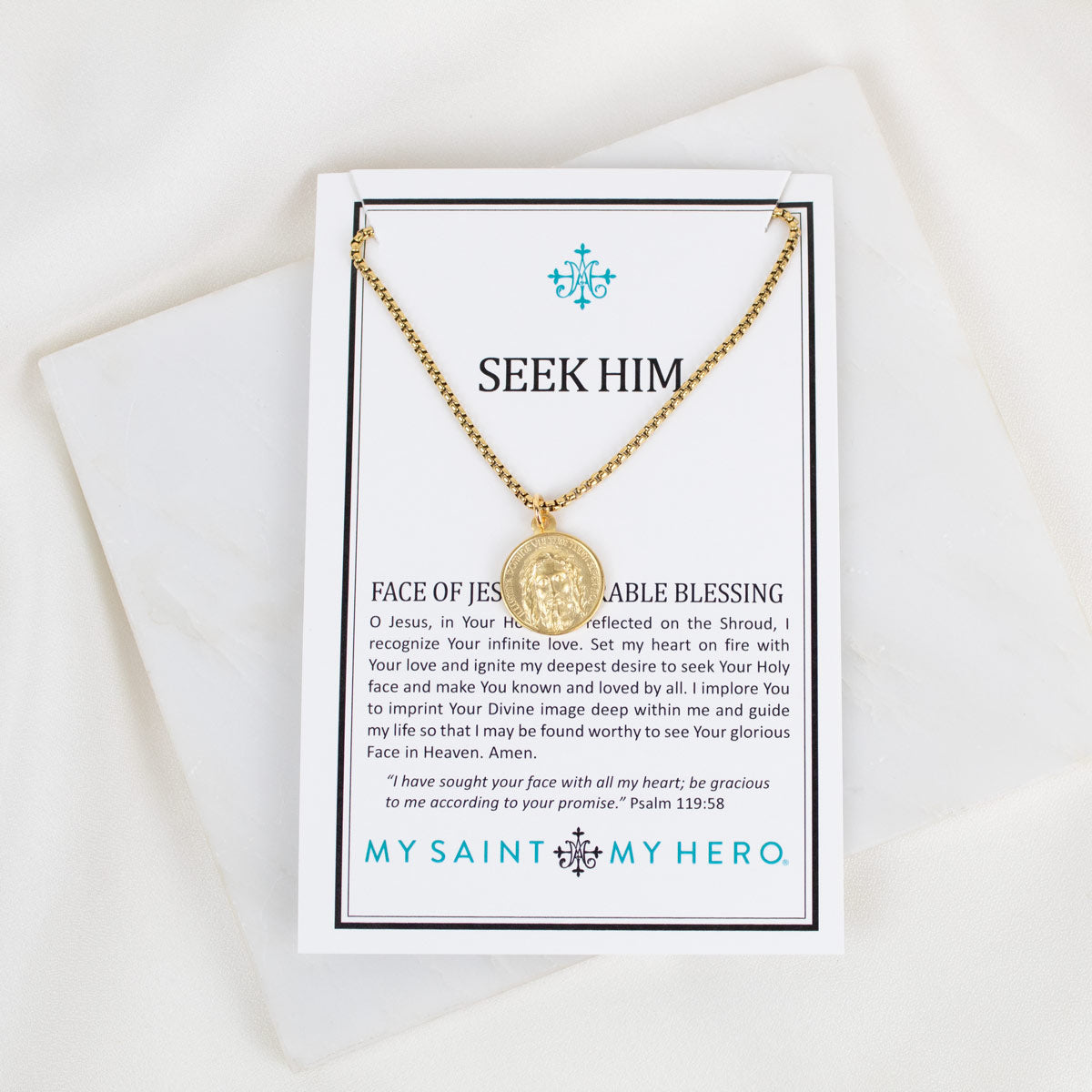 Seek His Face Necklace 24"+1" Gold