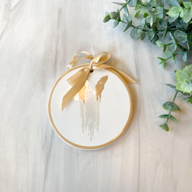 Angel Ornament   White/Almond/Gray   4"