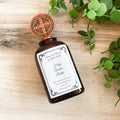 HWB24084 - Holy Water Bottle - St. Benedict, Large Medal Top, Large Square Antique Amber