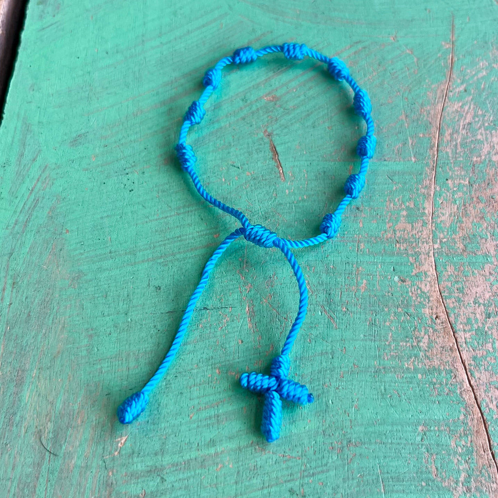Knotted Cord Rosary Decade Adjustable Bracelet