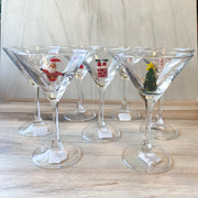 4"Rd x6-1/4"H Martini Glass Holiday Icon Inside, 8 Styles