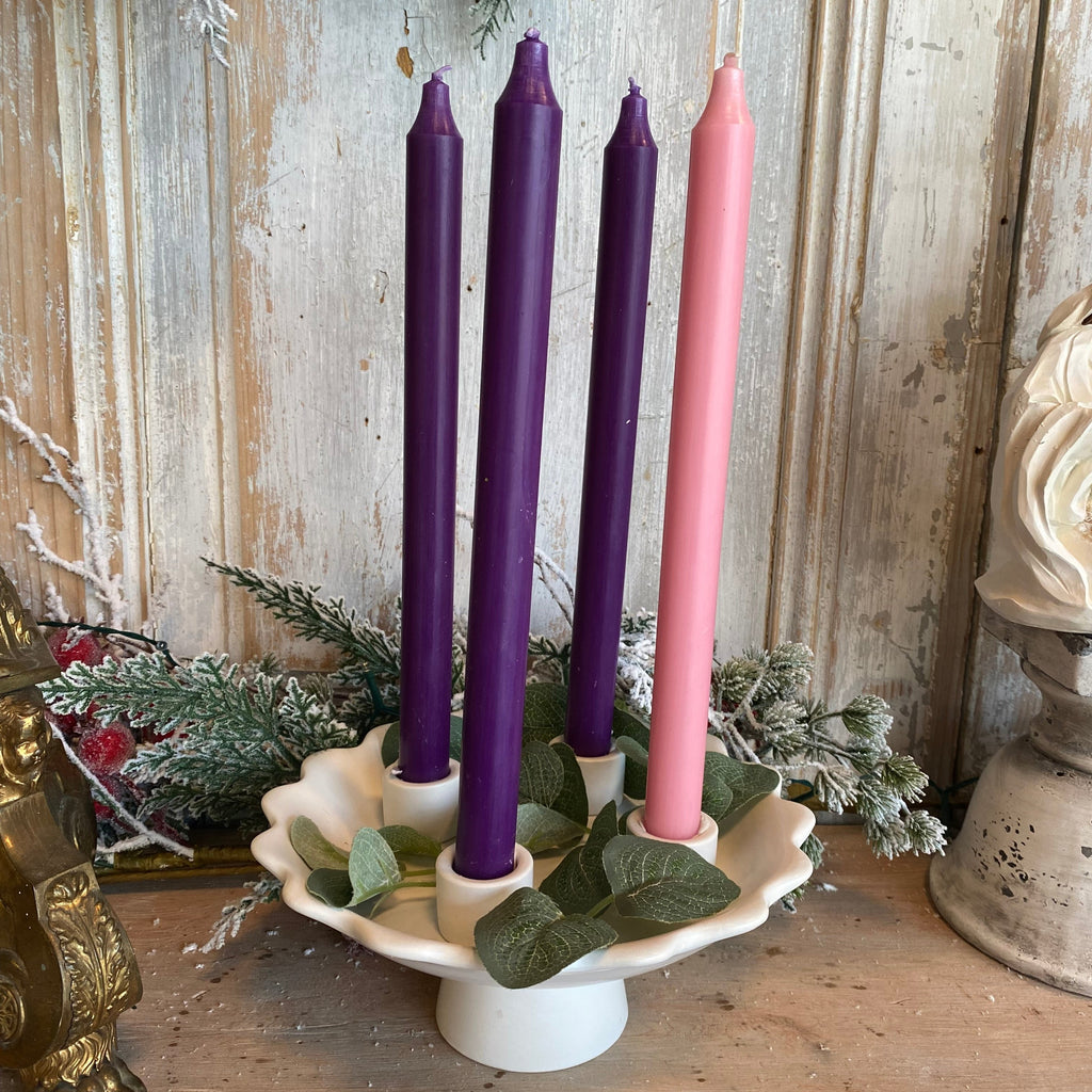 White Scalloped Advent Wreath