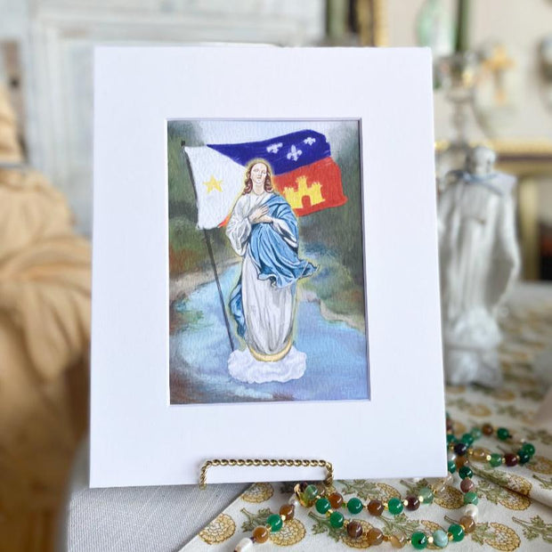 Our Lady of the Assumption, Patroness of Acadians Watercolor Print