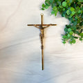 10" Brass Crucifix with Antique Finish Brass Corpus